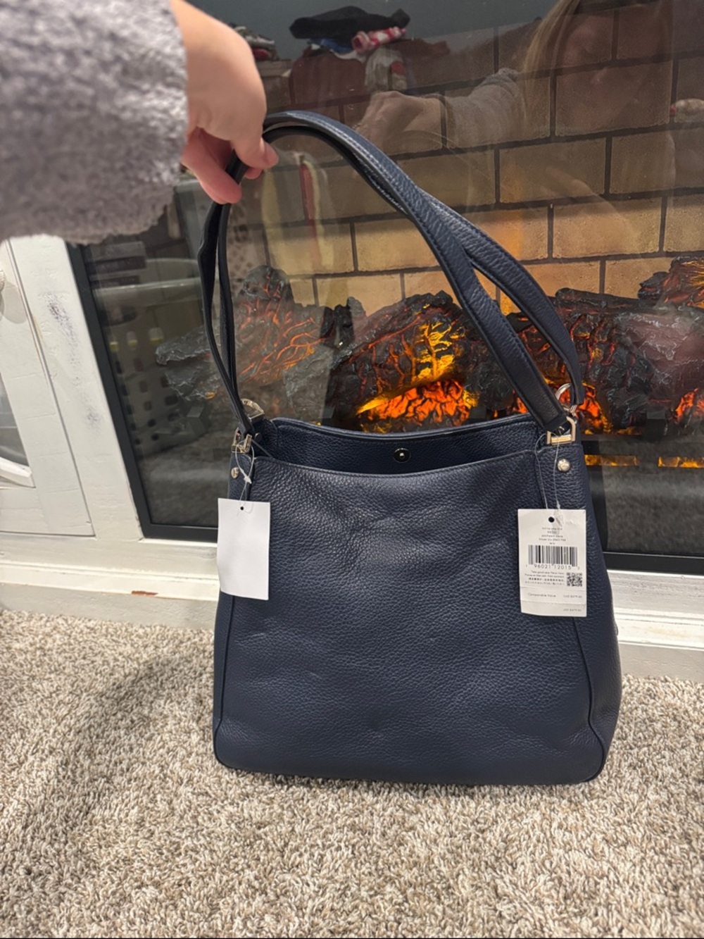 kate spade Navy and Light Blue Patchwork Leather Shoulder Bag - Picture 4 of 9